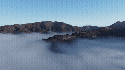Fog rolling over mountains
